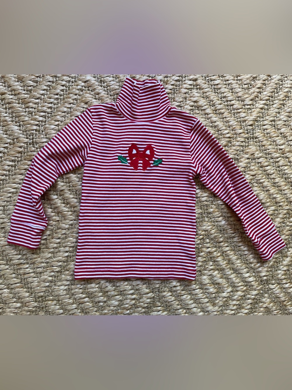 Little English red white and green Christmas holiday turtleneck 4T